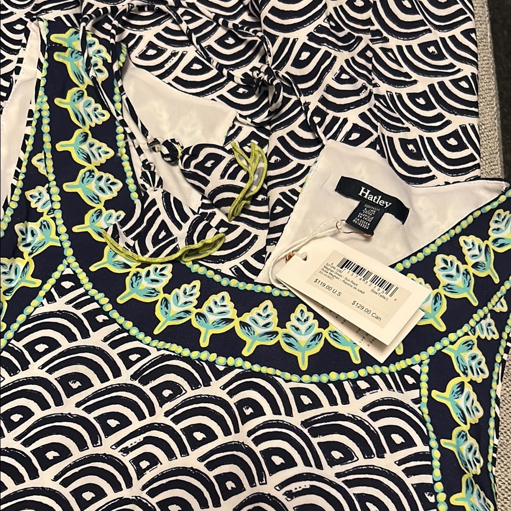Hatley Navy and White Dress with Green Accents NWT